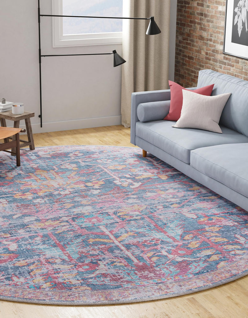 Zahara Oasis Collection Area Rug -  Nador Round Navy Blue  lifestyle 47