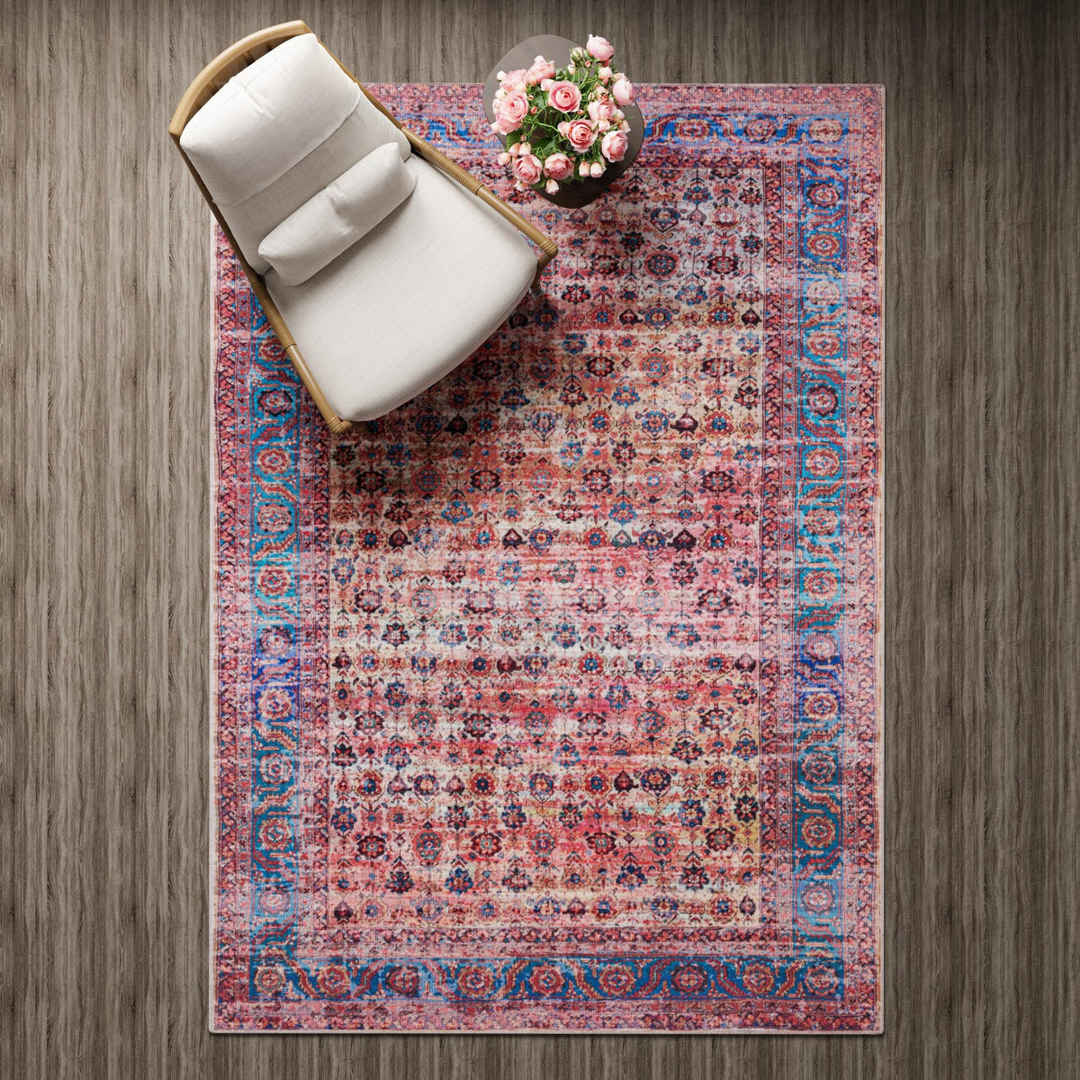 Zahara Oasis Collection Area Rug -  Meknes Rectangle Antique Pink  lifestyle 29