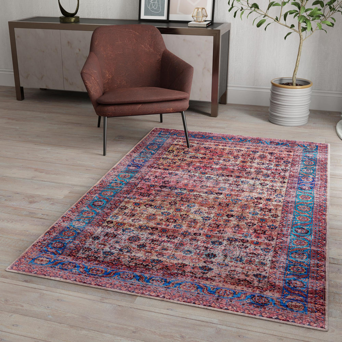 Zahara Oasis Collection Area Rug -  Meknes Rectangle Antique Pink  lifestyle 26