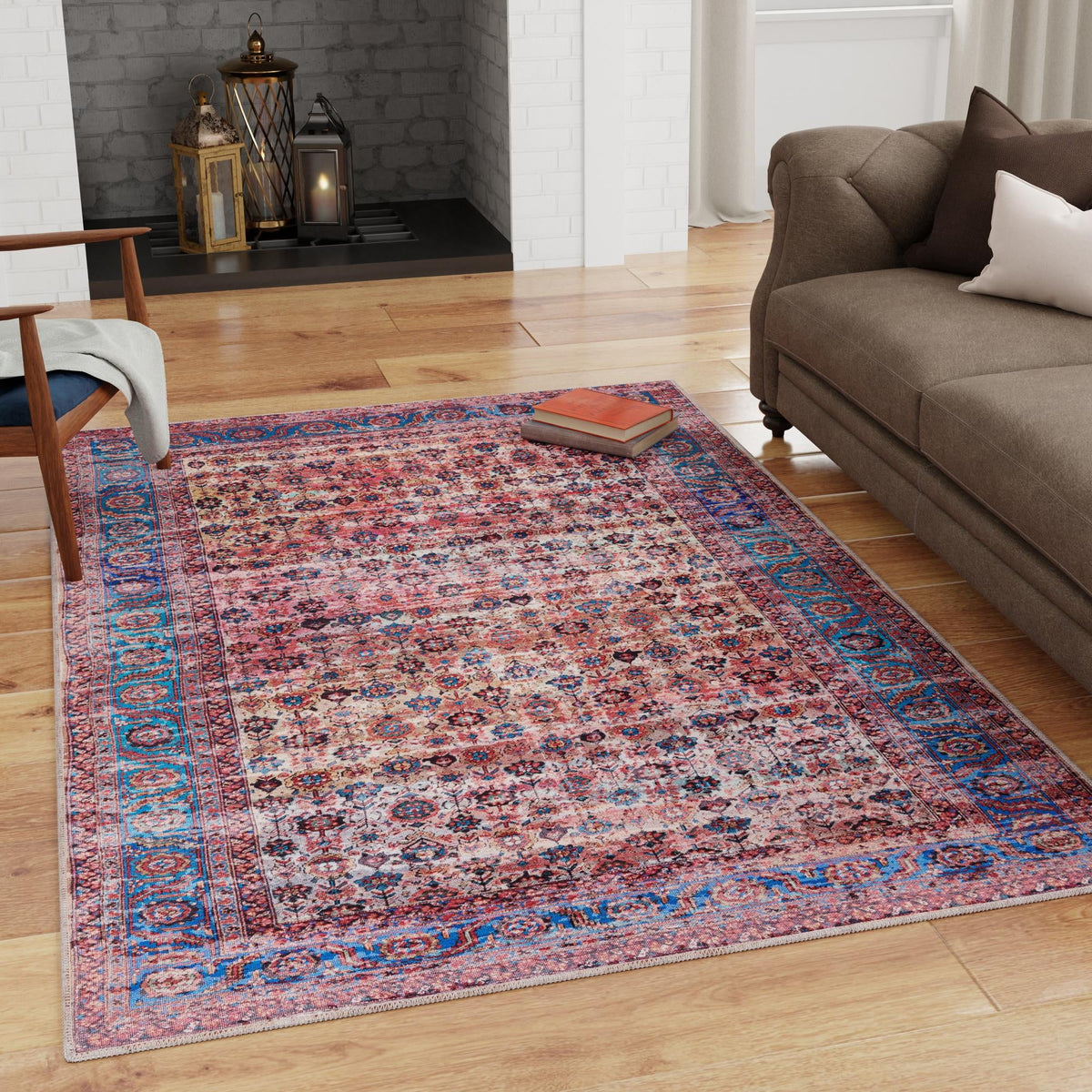 Zahara Oasis Collection Area Rug -  Meknes Rectangle Antique Pink  lifestyle 31