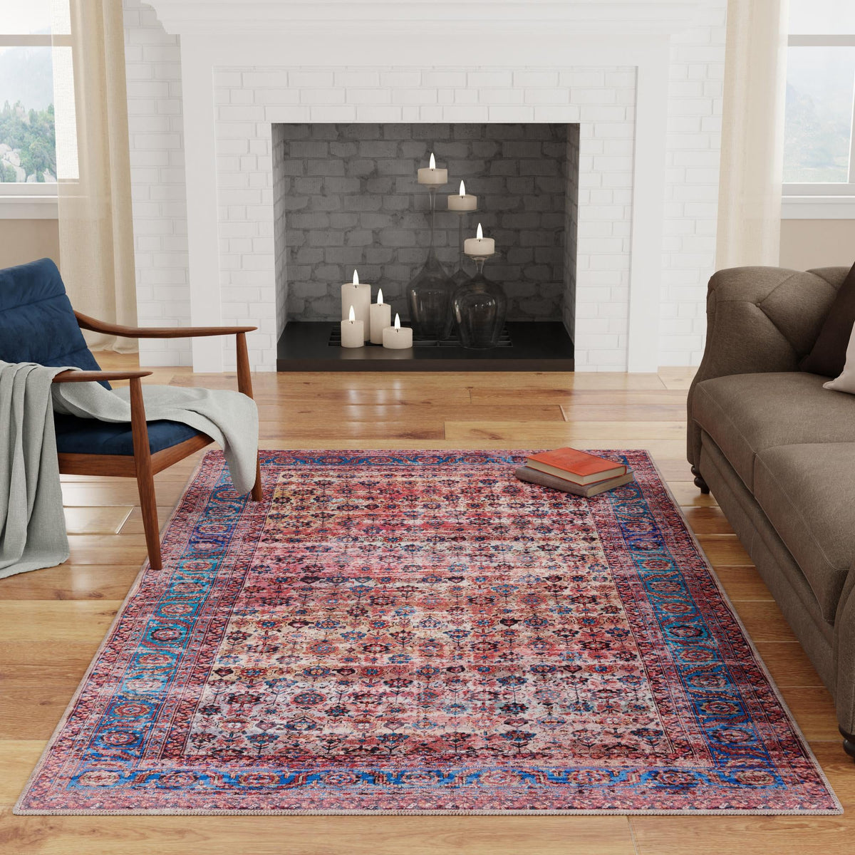 Zahara Oasis Collection Area Rug -  Meknes Rectangle Antique Pink  lifestyle 32
