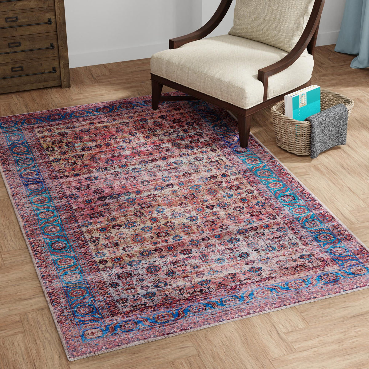 Zahara Oasis Collection Area Rug -  Meknes Rectangle Antique Pink  lifestyle 33