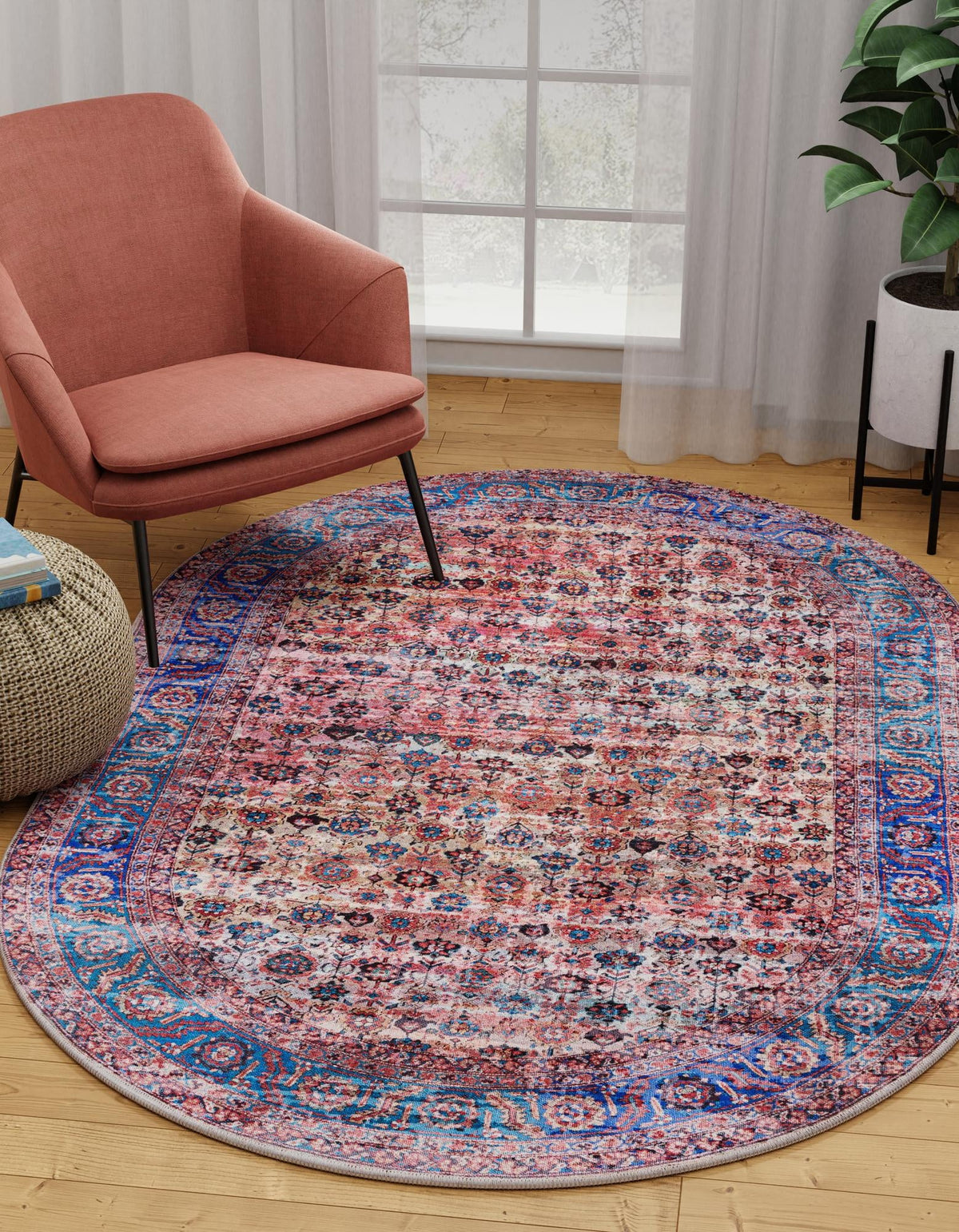 Zahara Oasis Collection Area Rug -  Meknes Oval Antique Pink  lifestyle 48