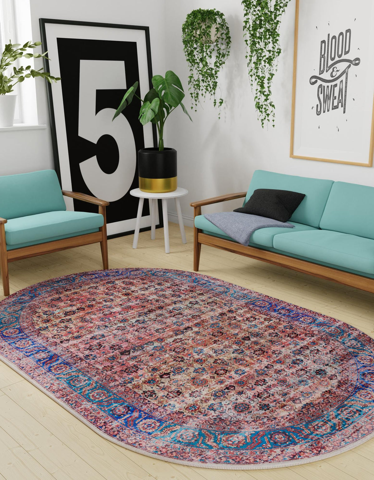 Zahara Oasis Collection Area Rug -  Meknes Oval Antique Pink  lifestyle 93