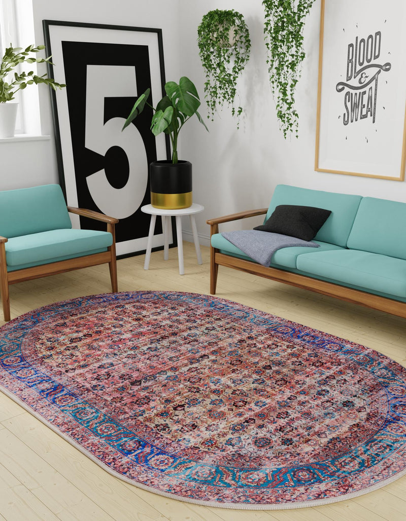 Zahara Oasis Collection Area Rug -  Meknes Oval Antique Pink  lifestyle 93