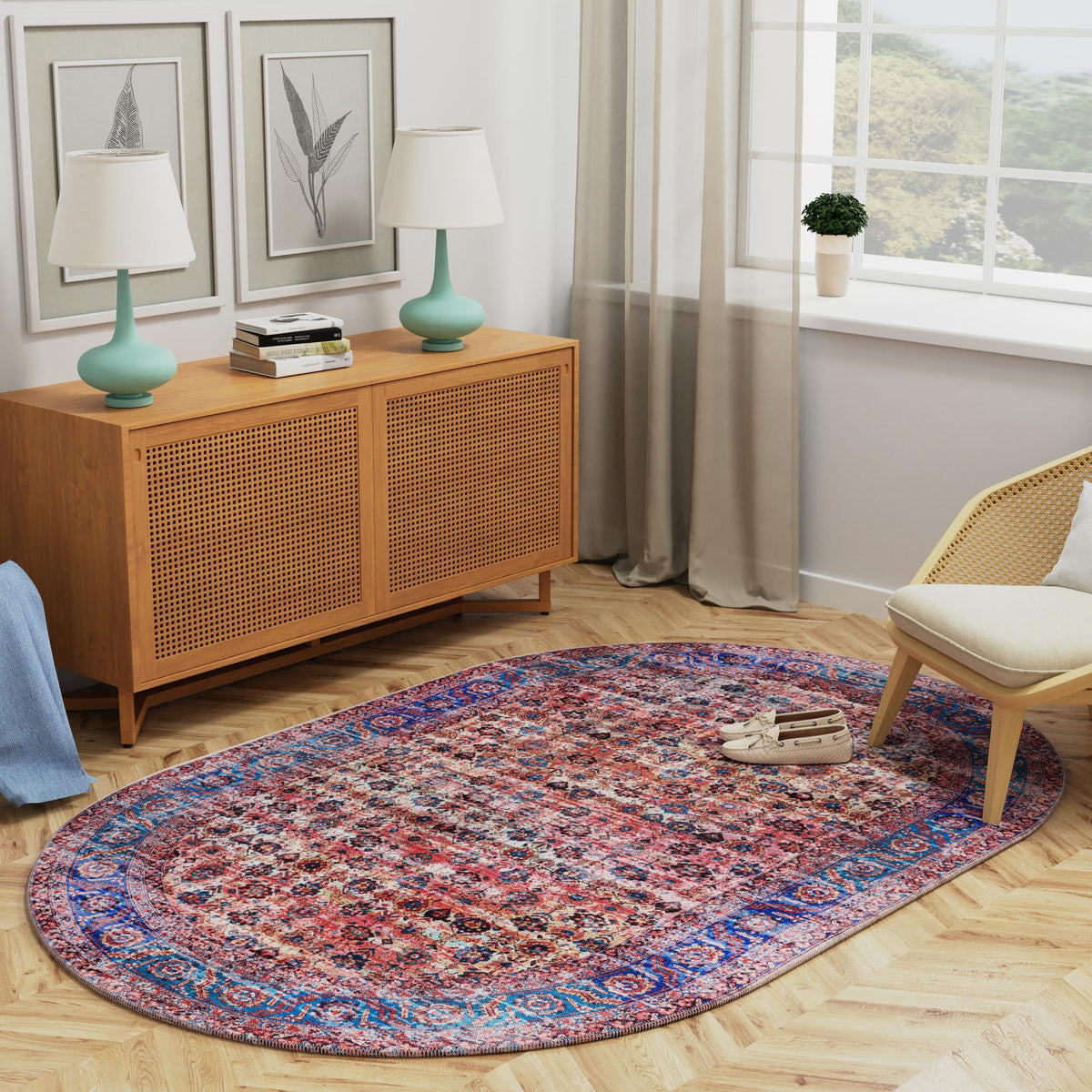 Zahara Oasis Collection Area Rug -  Meknes Oval Antique Pink  lifestyle 102