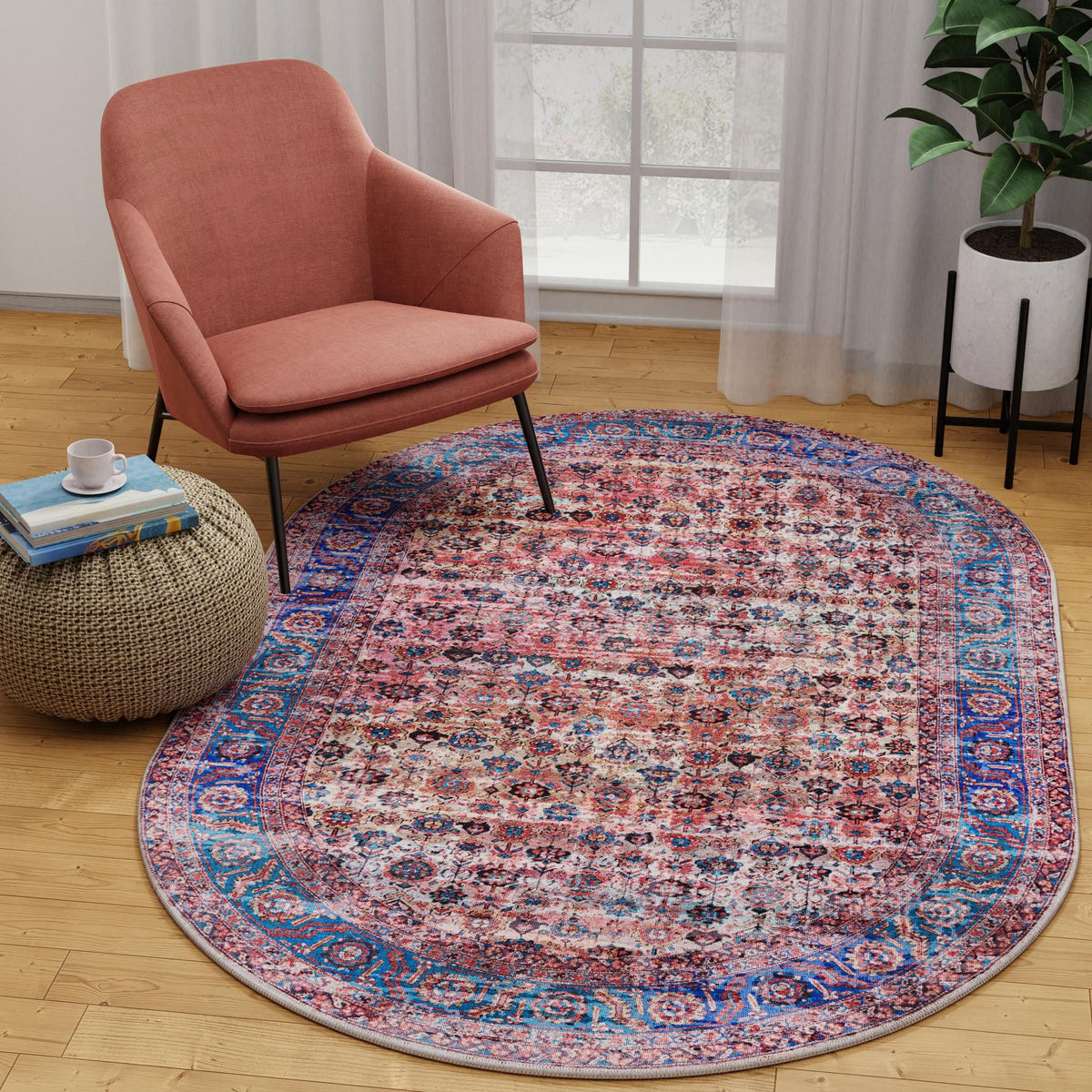 Zahara Oasis Collection Area Rug -  Meknes Oval Antique Pink  lifestyle 106