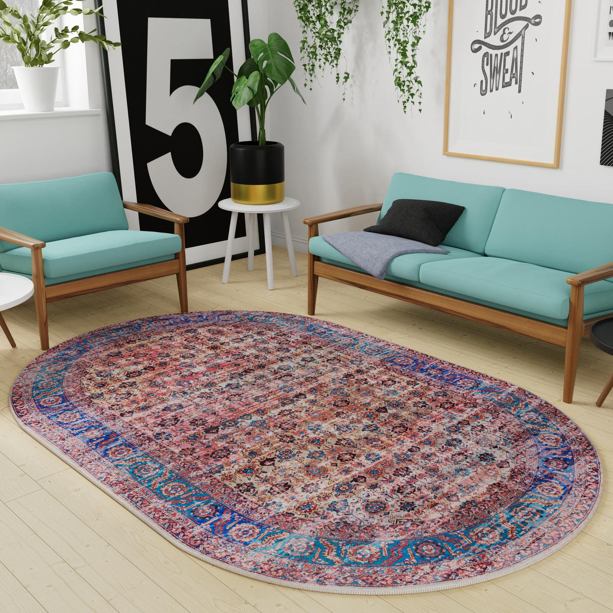 Zahara Oasis Collection Area Rug -  Meknes Oval Antique Pink  lifestyle 110