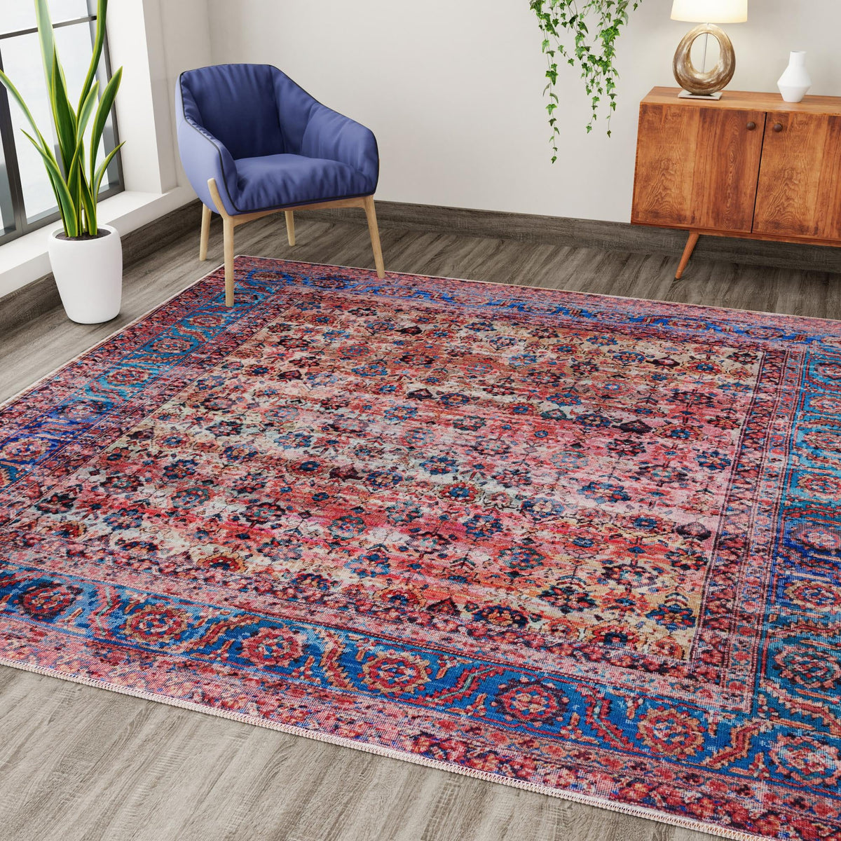 Zahara Oasis Collection Area Rug -  Meknes Square Antique Pink  lifestyle 99