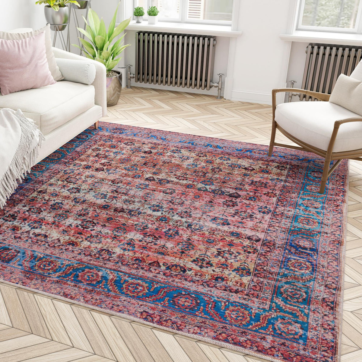 Zahara Oasis Collection Area Rug -  Meknes Square Antique Pink  lifestyle 108