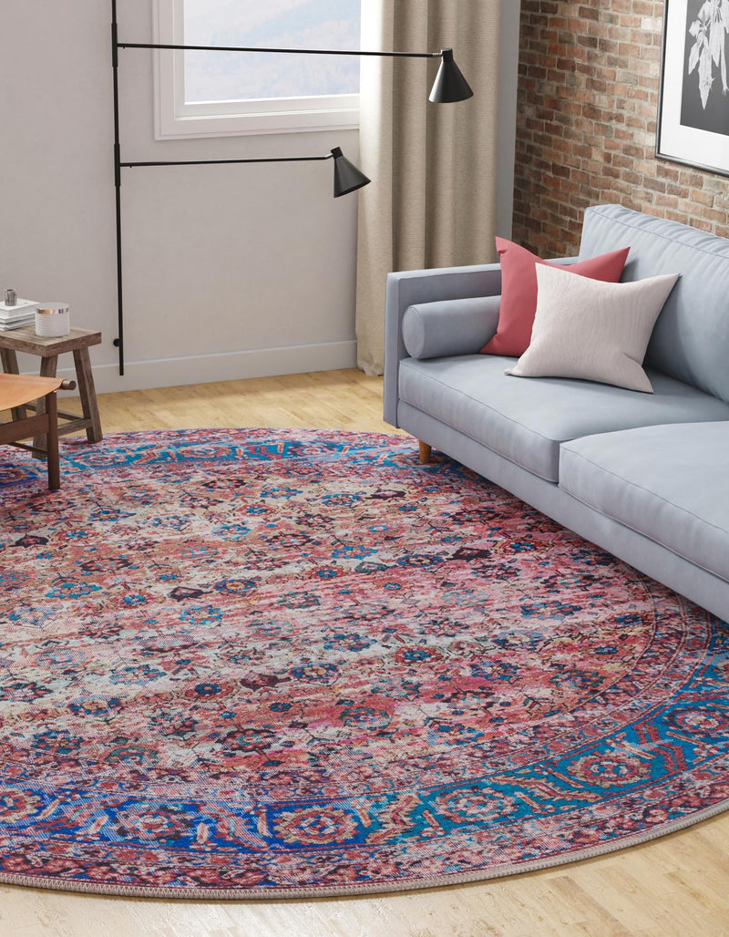 Zahara Oasis Collection Area Rug -  Meknes Round Antique Pink  lifestyle 46