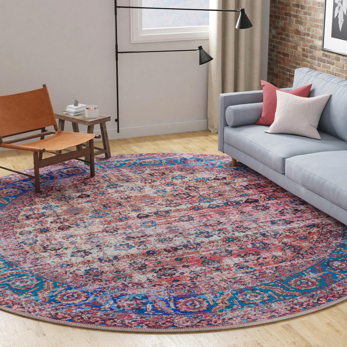 Zahara Oasis Collection Area Rug -  Meknes Round Antique Pink  lifestyle 104