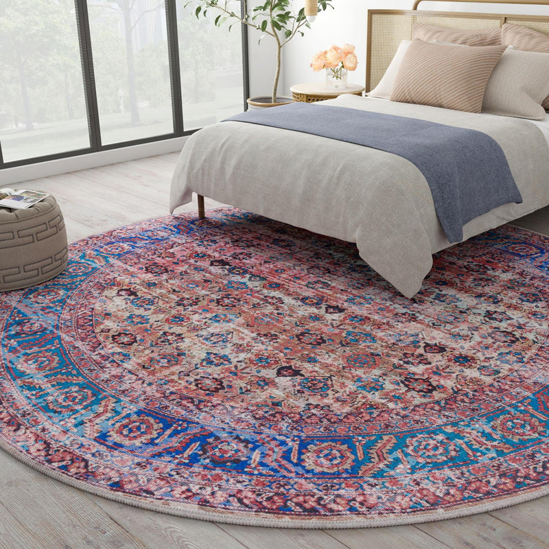 Zahara Oasis Collection Area Rug -  Meknes Round Antique Pink  lifestyle 109