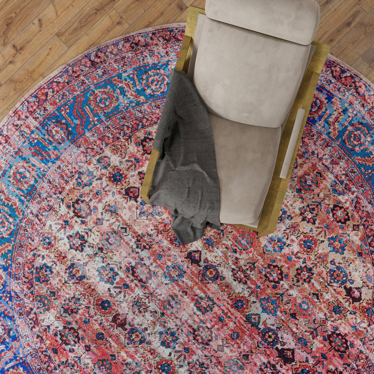 Zahara Oasis Collection Area Rug -  Meknes Round Antique Pink  lifestyle 112
