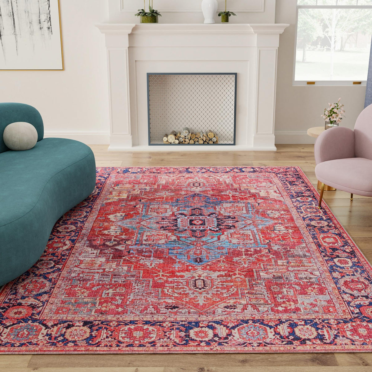 Zahara Oasis Collection Area Rug -  Essaouira Rectangle Rust Red  lifestyle 28