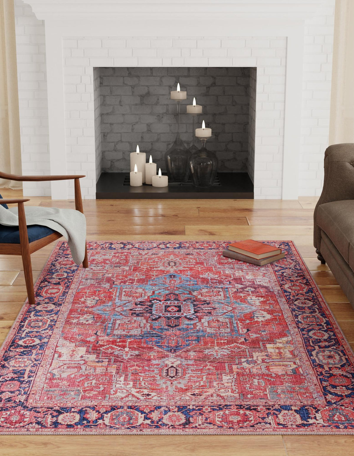 Zahara Oasis Collection Area Rug -  Essaouira Rectangle Rust Red  lifestyle 23