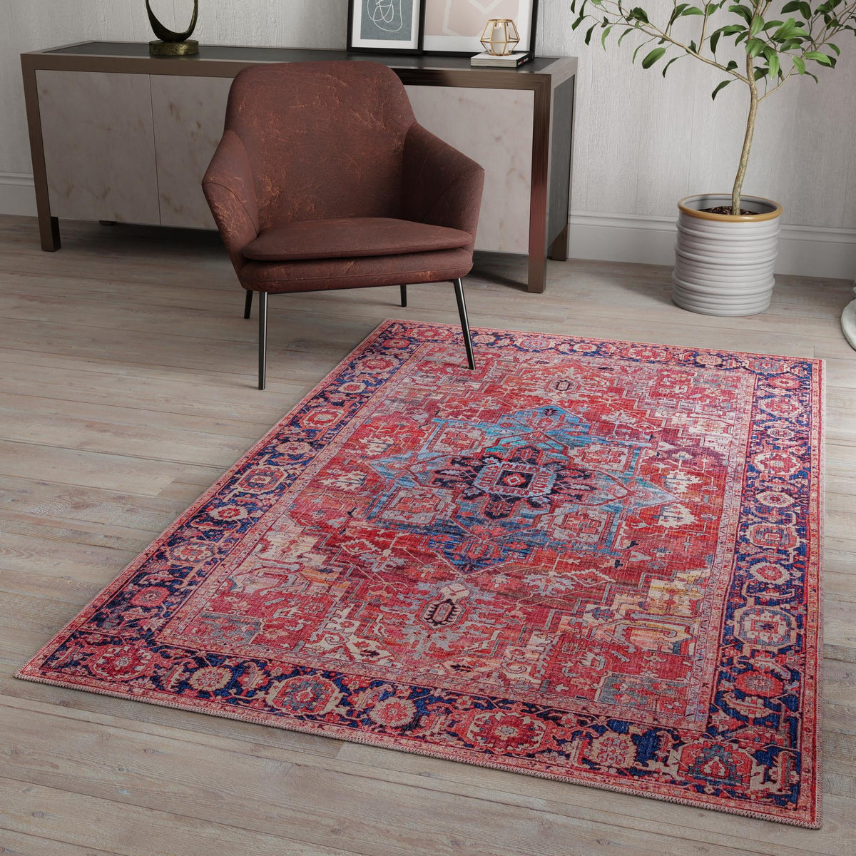 Zahara Oasis Collection Area Rug -  Essaouira Rectangle Rust Red  lifestyle 27
