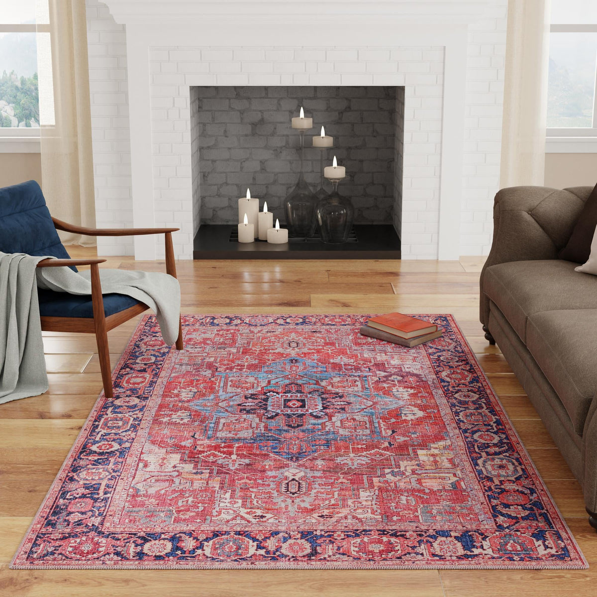 Zahara Oasis Collection Area Rug -  Essaouira Rectangle Rust Red  lifestyle 33