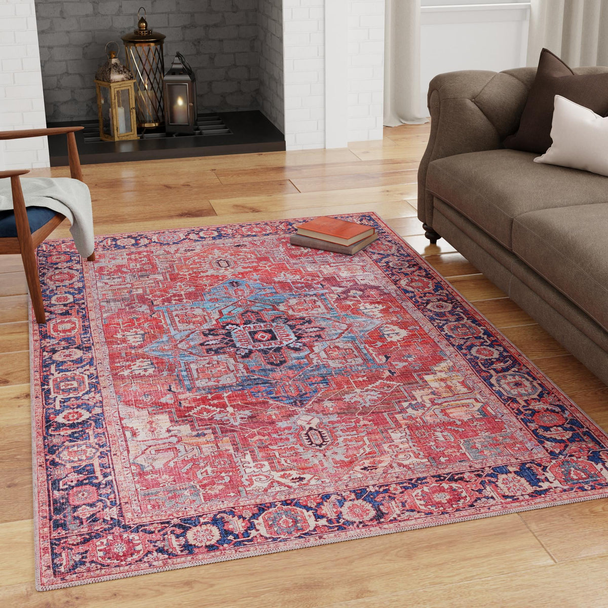 Zahara Oasis Collection Area Rug -  Essaouira Rectangle Rust Red  lifestyle 34
