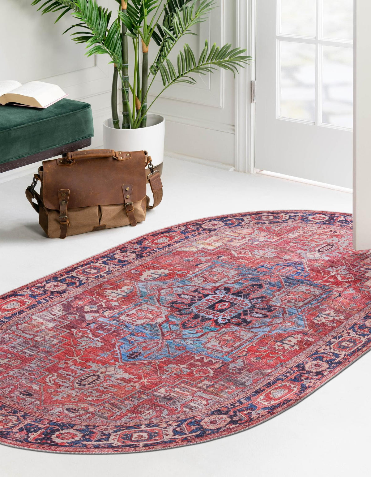 Zahara Oasis Collection Area Rug -  Essaouira Oval Rust Red  lifestyle 44