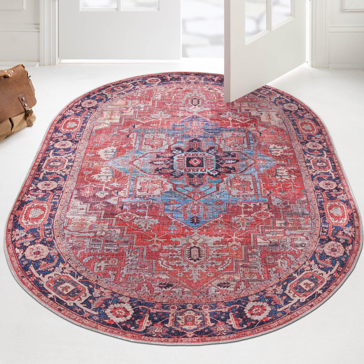Zahara Oasis Collection Area Rug -  Essaouira Oval Rust Red  lifestyle 95