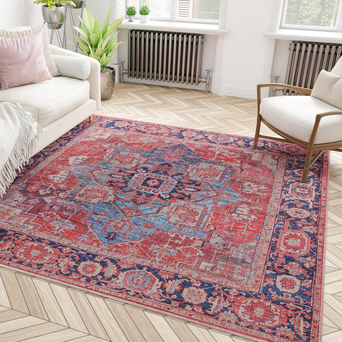 Zahara Oasis Collection Area Rug -  Essaouira Square Rust Red  lifestyle 103