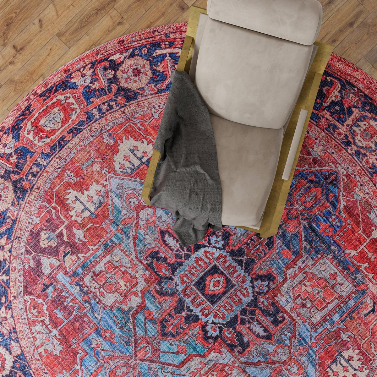 Zahara Oasis Collection Area Rug -  Essaouira Round Rust Red  lifestyle 107