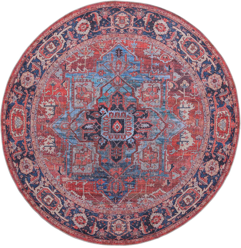 Zahara Oasis Collection Area Rug -  Essaouira Round Rust Red  lifestyle 37