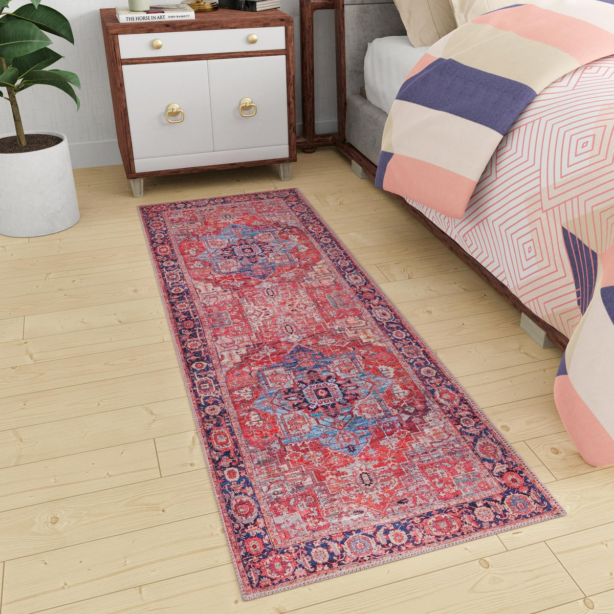Zahara Oasis Collection Area Rug -  Essaouira Runner Rust Red  lifestyle 98