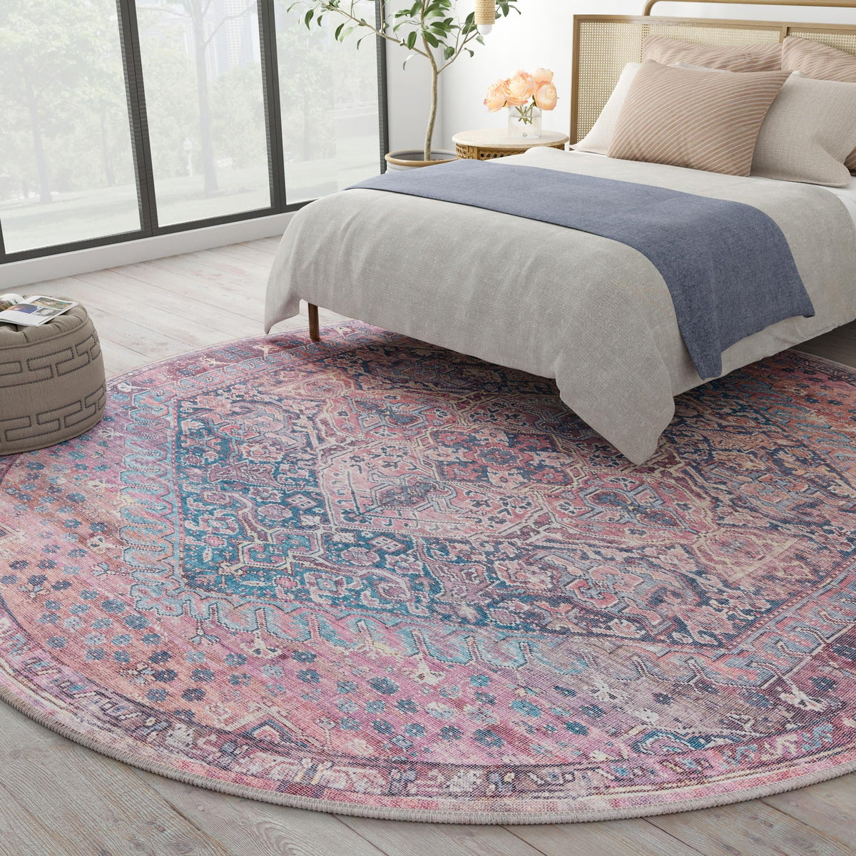 Zahara Oasis Collection Area Rug -  Agadir Round Antique Rust Red  lifestyle 104