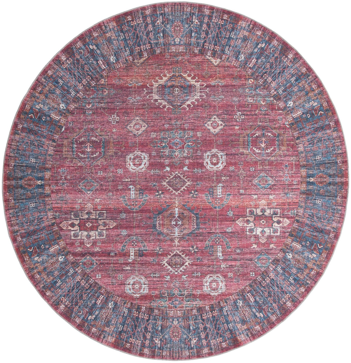 Zahara Oasis Collection Area Rug -  Ouarzazate Round Antique Red  lifestyle 36