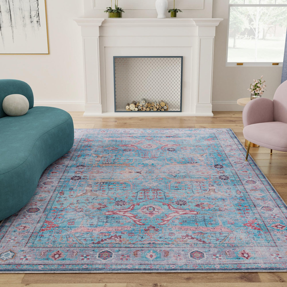 Zahara Oasis Collection Area Rug -  Marrakech Rectangle Blue  lifestyle 27