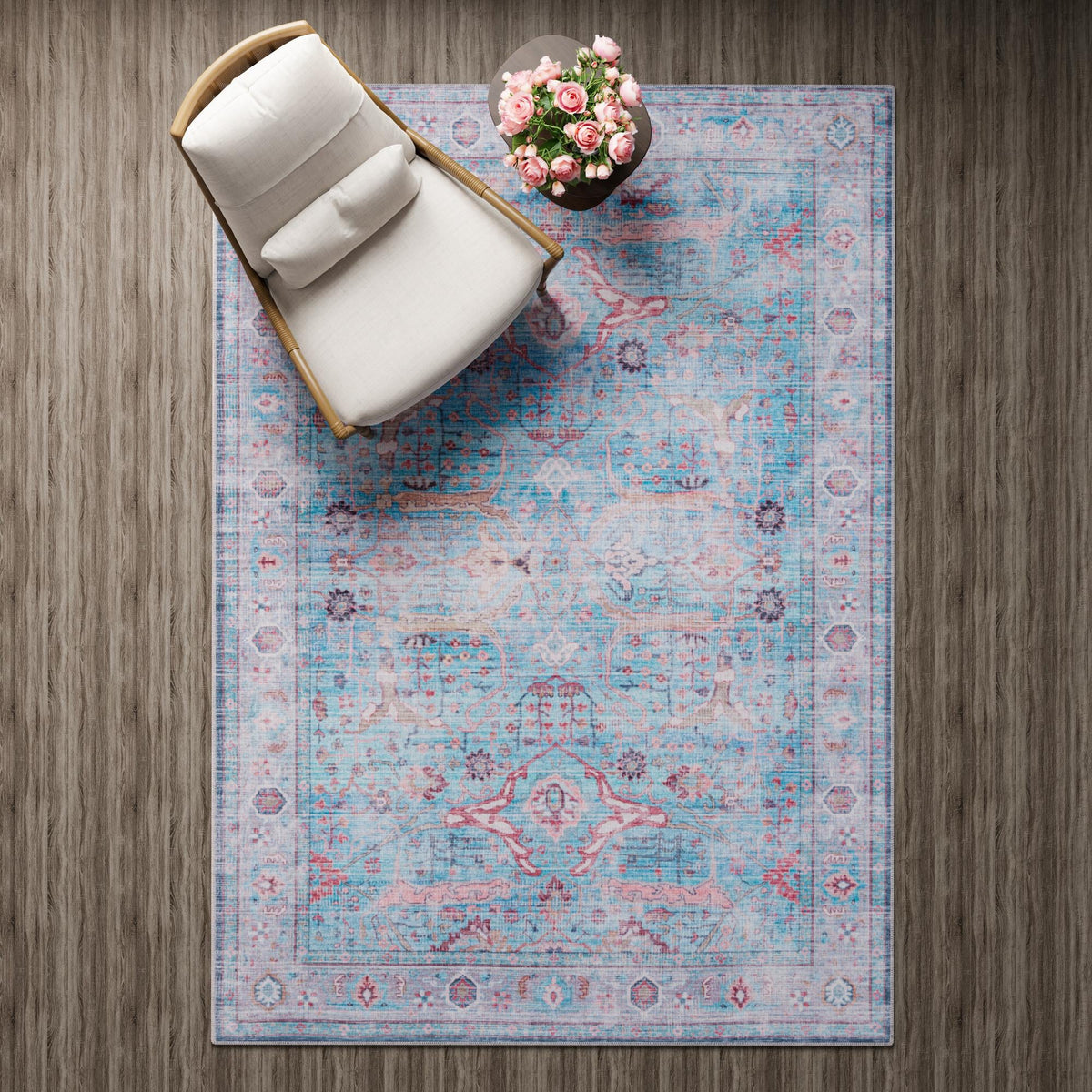 Zahara Oasis Collection Area Rug -  Marrakech Rectangle Blue  lifestyle 29