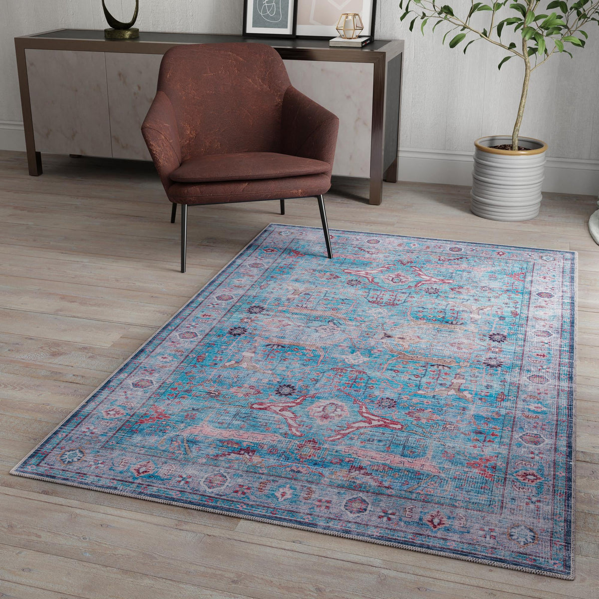 Zahara Oasis Collection Area Rug -  Marrakech Rectangle Blue  lifestyle 26