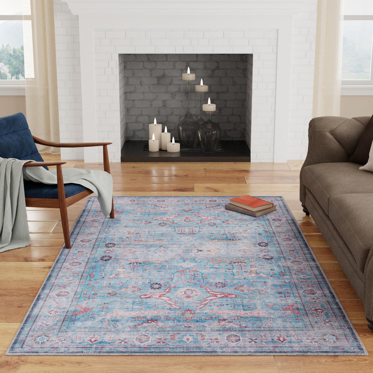 Zahara Oasis Collection Area Rug -  Marrakech Rectangle Blue  lifestyle 32