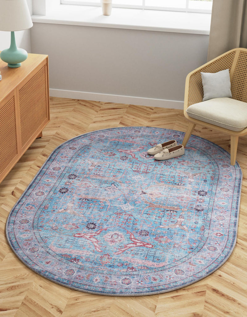 Zahara Oasis Collection Area Rug -  Marrakech Oval Blue  lifestyle 38
