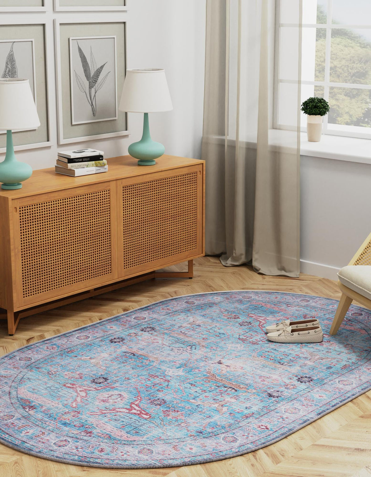 Zahara Oasis Collection Area Rug -  Marrakech Oval Blue  lifestyle 43