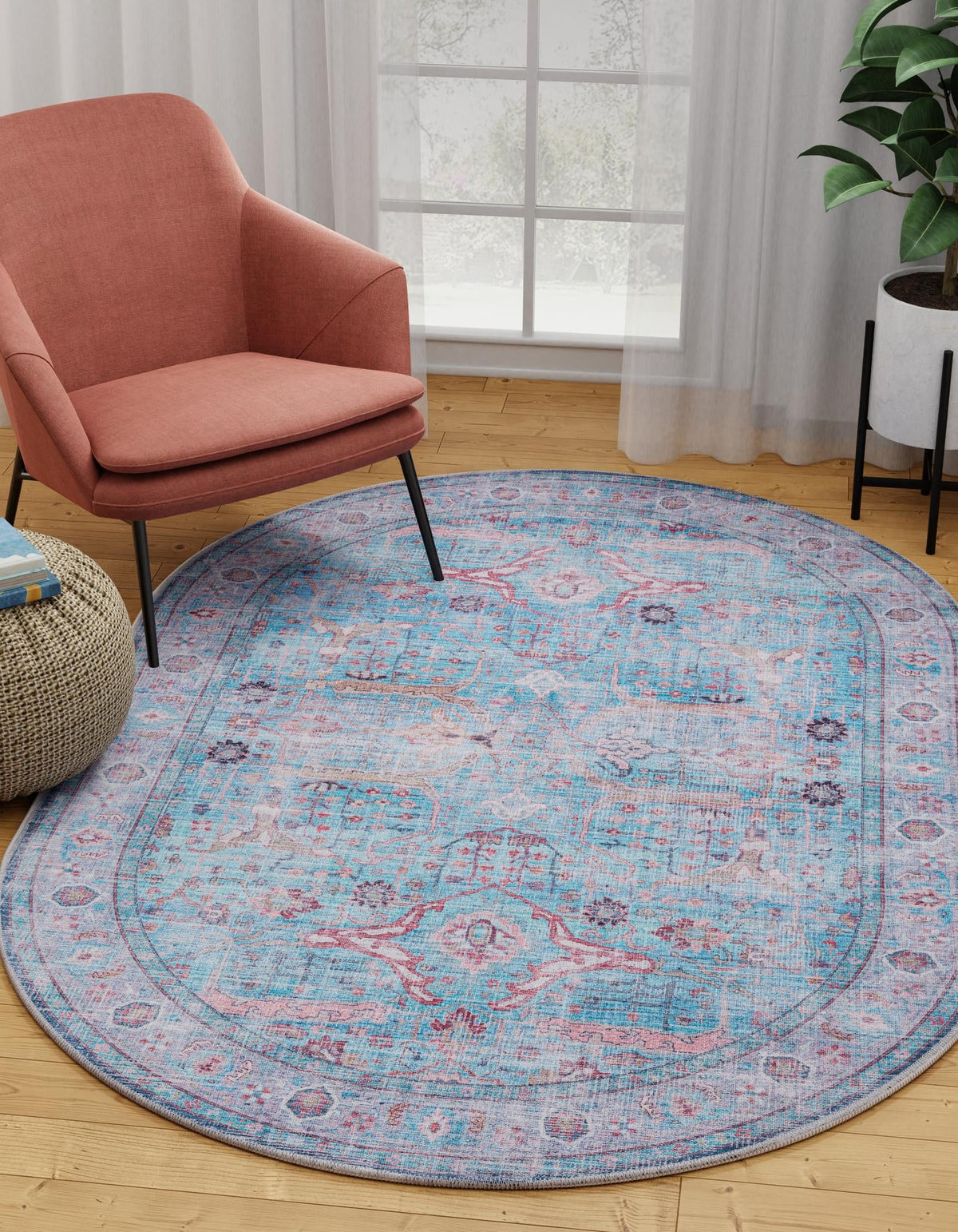 Zahara Oasis Collection Area Rug -  Marrakech Oval Blue  lifestyle 48