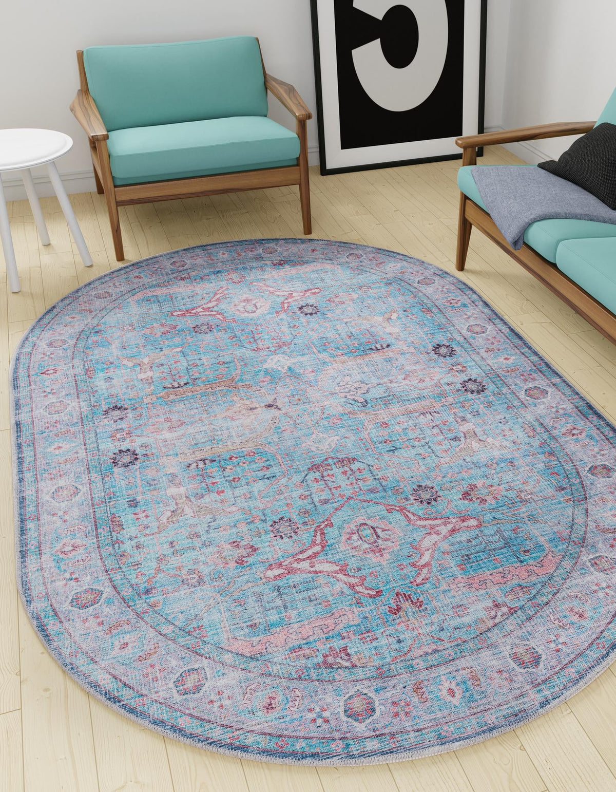 Zahara Oasis Collection Area Rug -  Marrakech Oval Blue  lifestyle 91