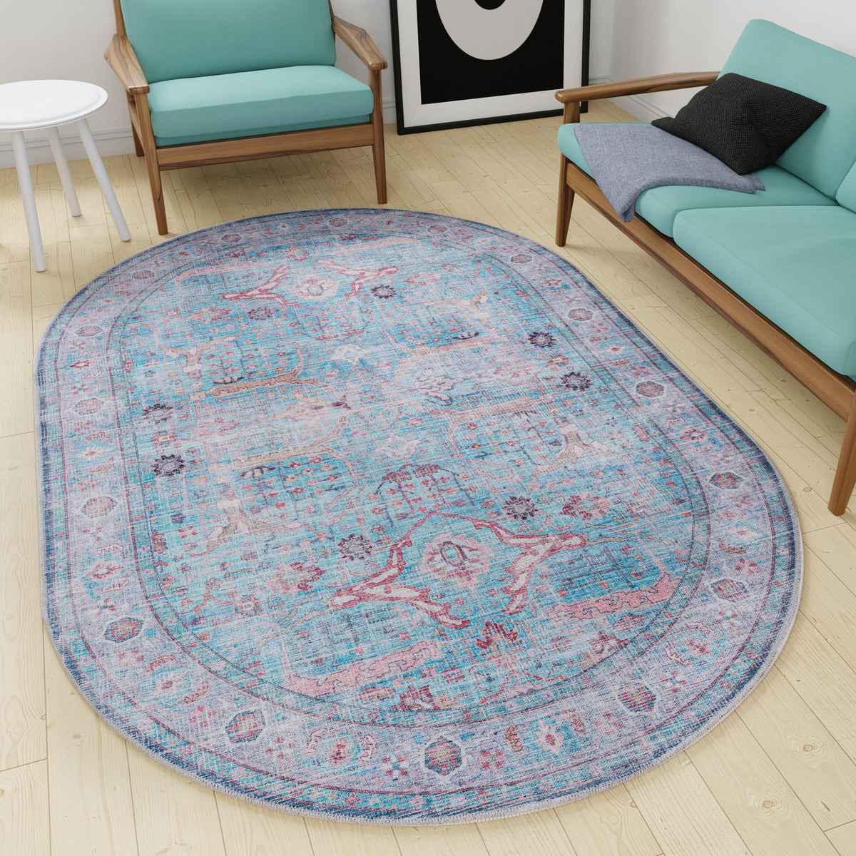 Zahara Oasis Collection Area Rug -  Marrakech Oval Blue  lifestyle 109