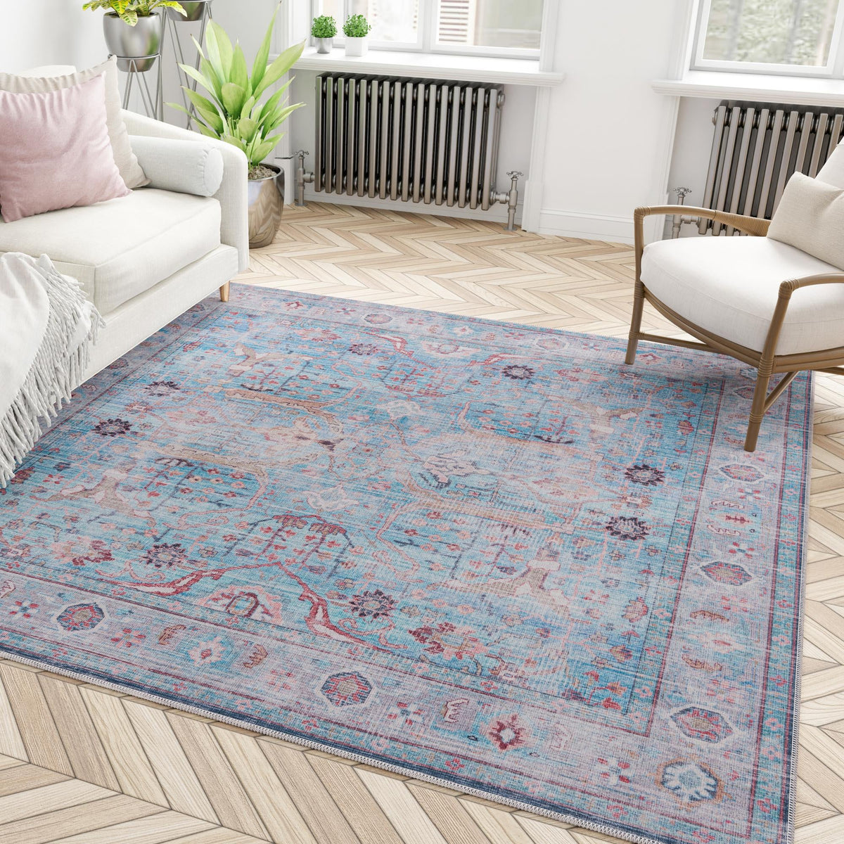 Zahara Oasis Collection Area Rug -  Marrakech Square Blue  lifestyle 110