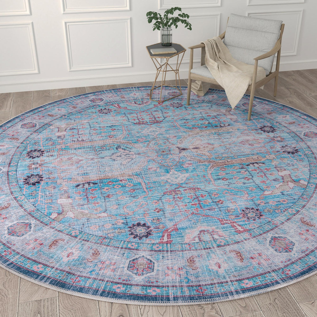 Zahara Oasis Collection Area Rug -  Marrakech Round Blue  lifestyle 102