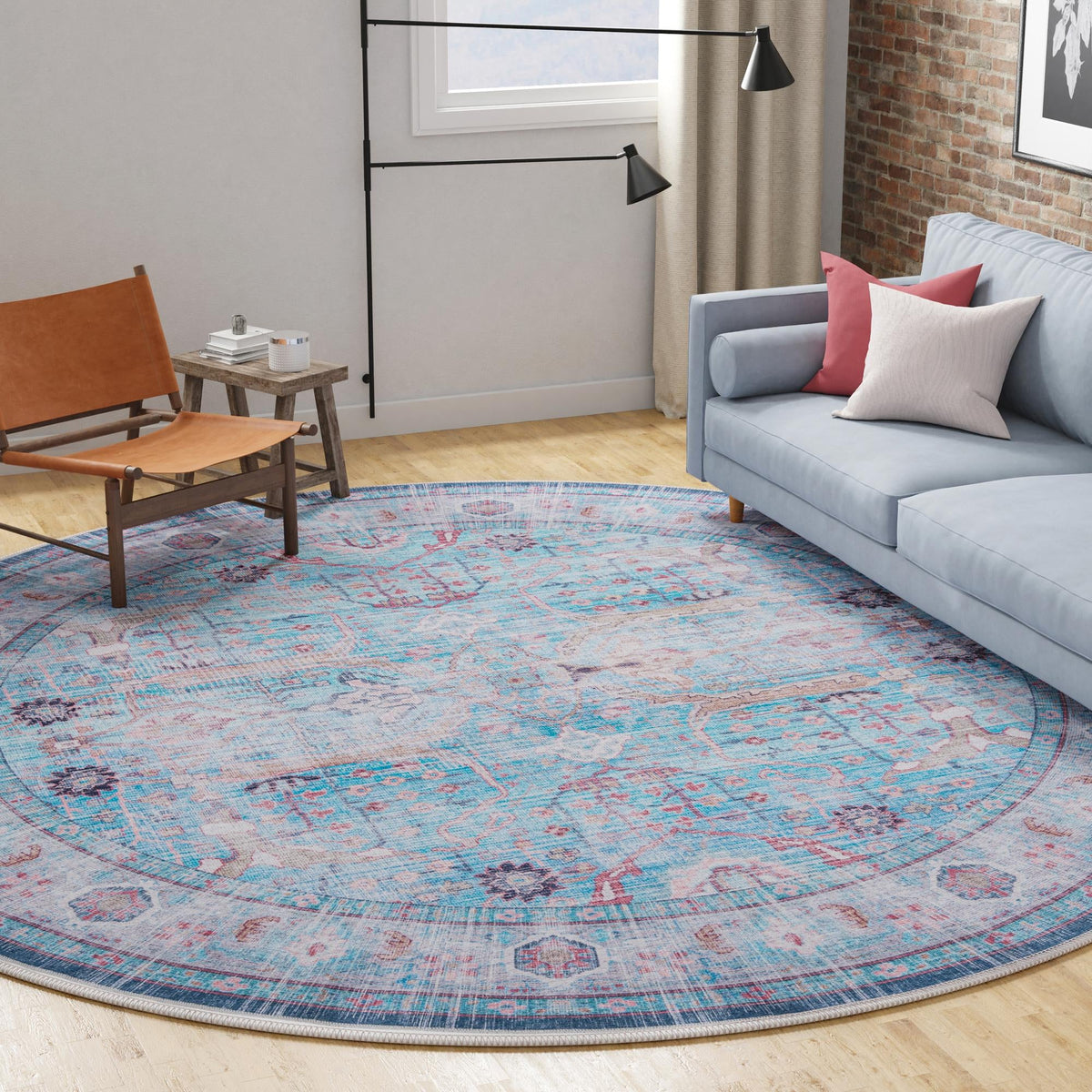 Zahara Oasis Collection Area Rug -  Marrakech Round Blue  lifestyle 106