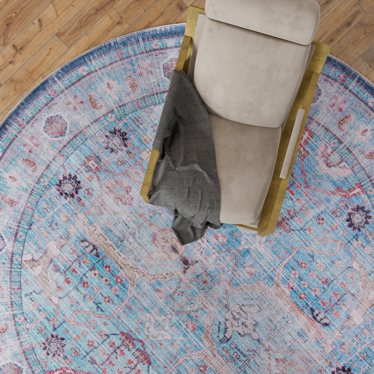 Zahara Oasis Collection Area Rug -  Marrakech Round Blue  lifestyle 114