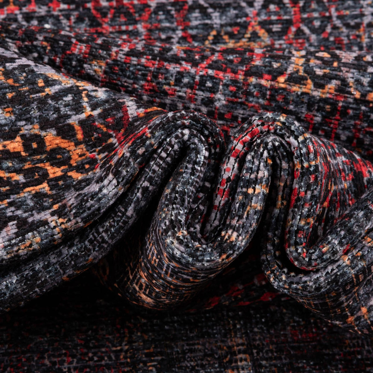 Aurora Waves Collection Area Rug - Lofoten Rectangle Red and Black  lifestyle 7