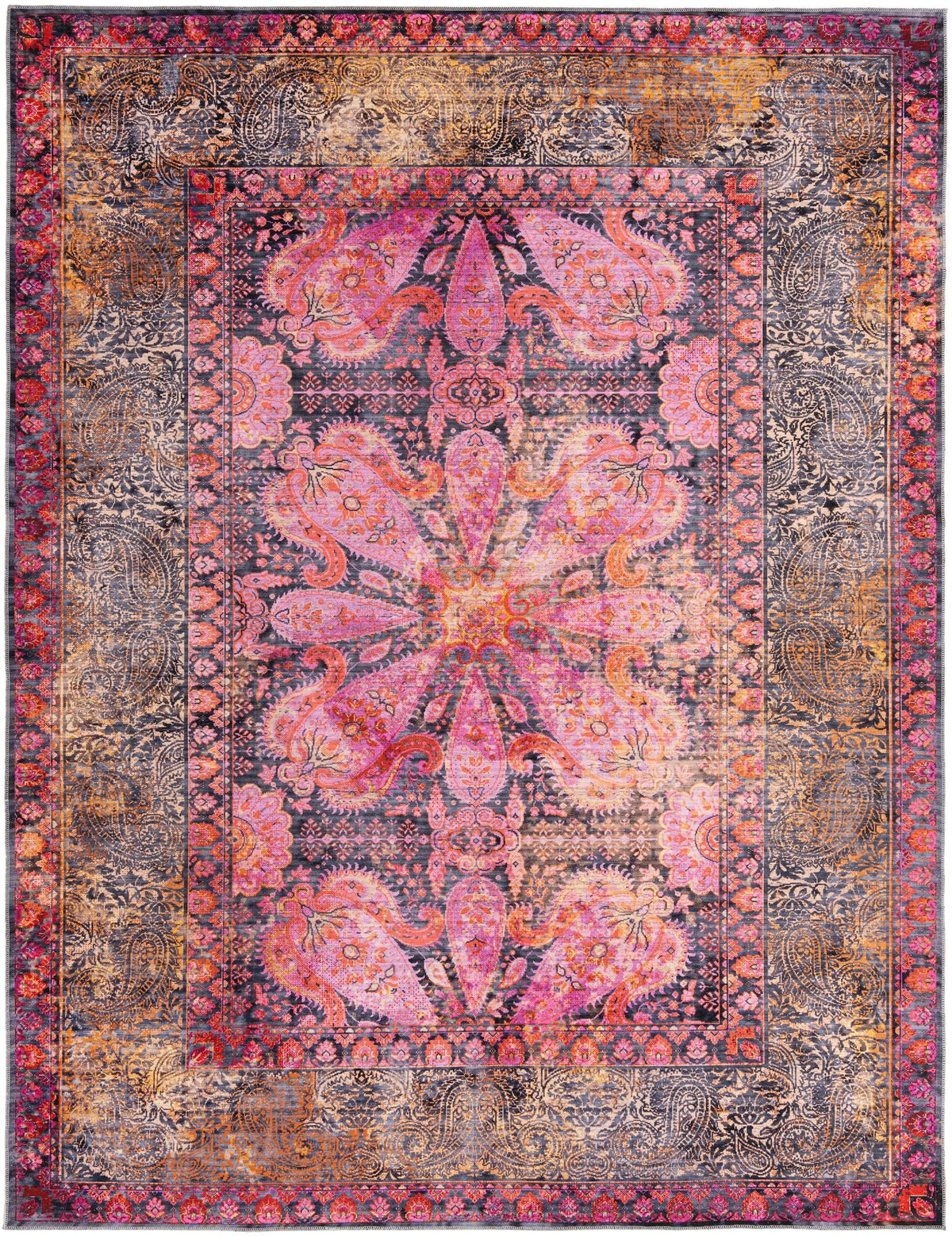 Aurora Waves Collection Area Rug -  Seljalandsfoss Rectangle Pink Main