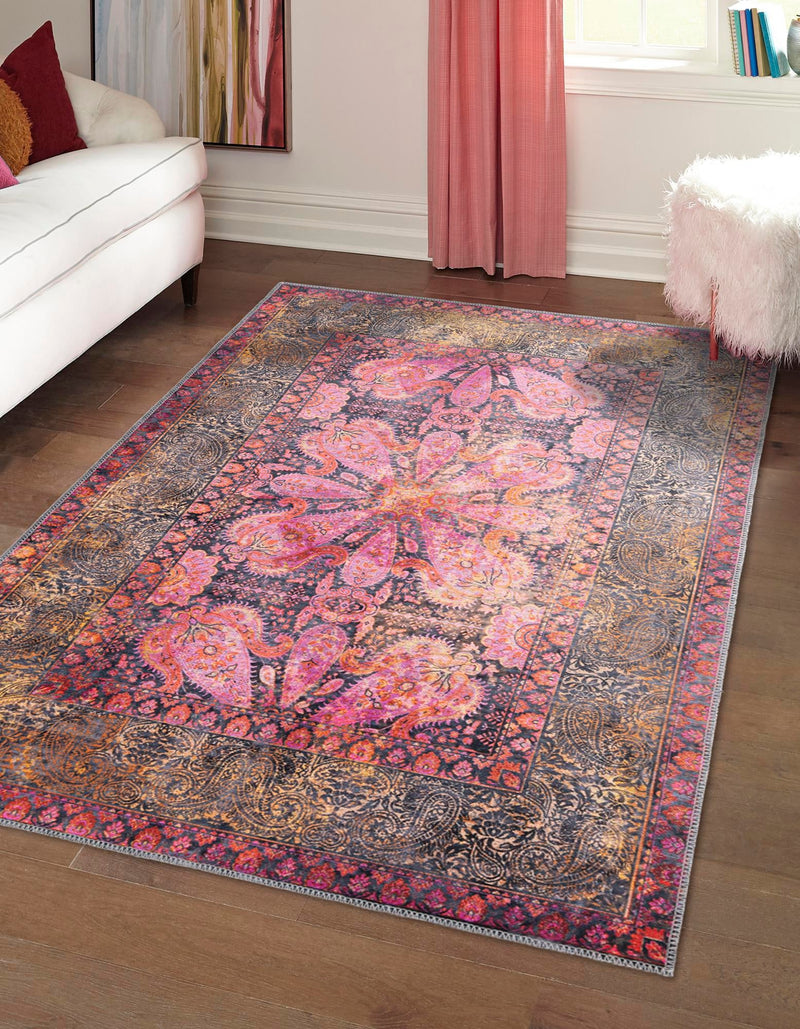 Aurora Waves Collection Area Rug -  Seljalandsfoss Rectangle Pink  lifestyle 2