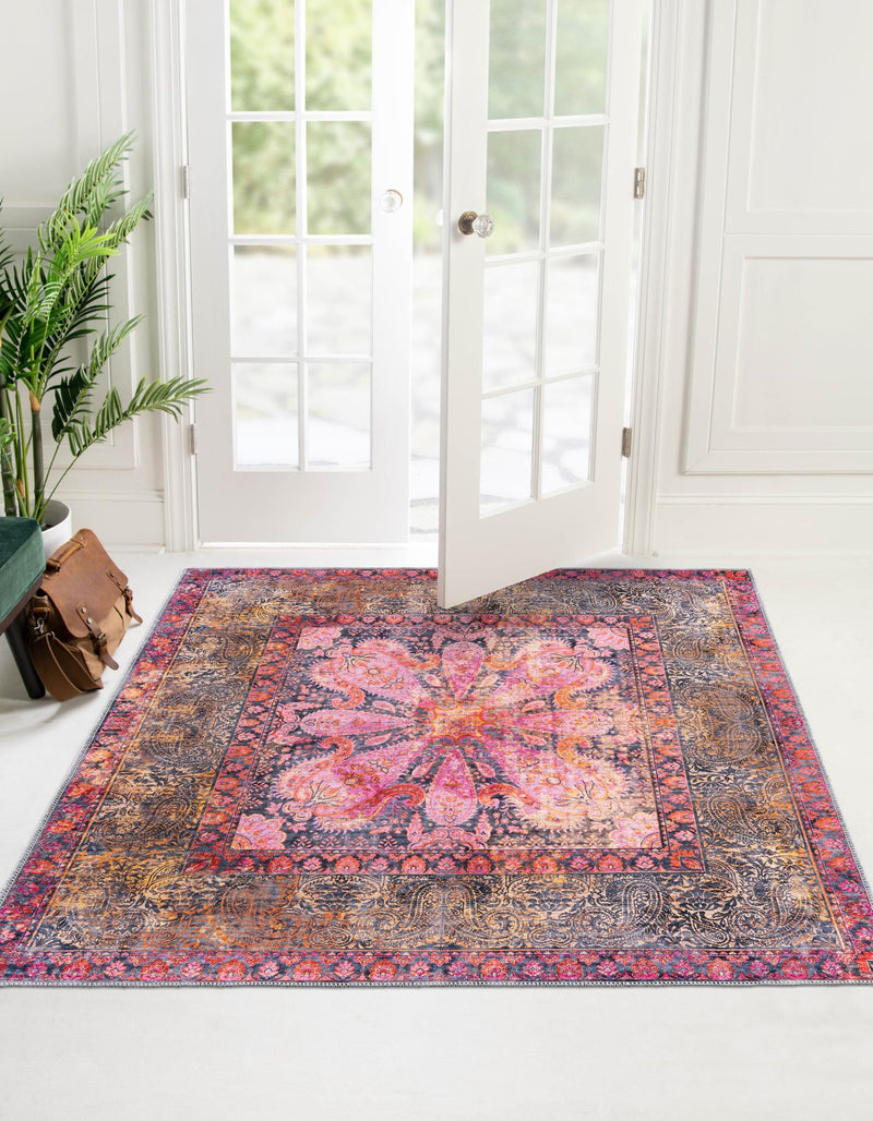Aurora Waves Collection Area Rug -  Seljalandsfoss Square Pink  lifestyle 17
