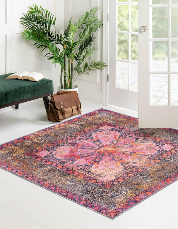 Aurora Waves Collection Area Rug -  Seljalandsfoss Square Pink  lifestyle 20