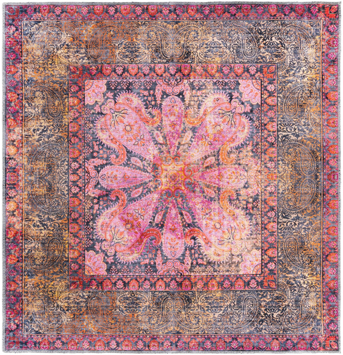 Aurora Waves Collection Area Rug -  Seljalandsfoss Square Pink  lifestyle 14